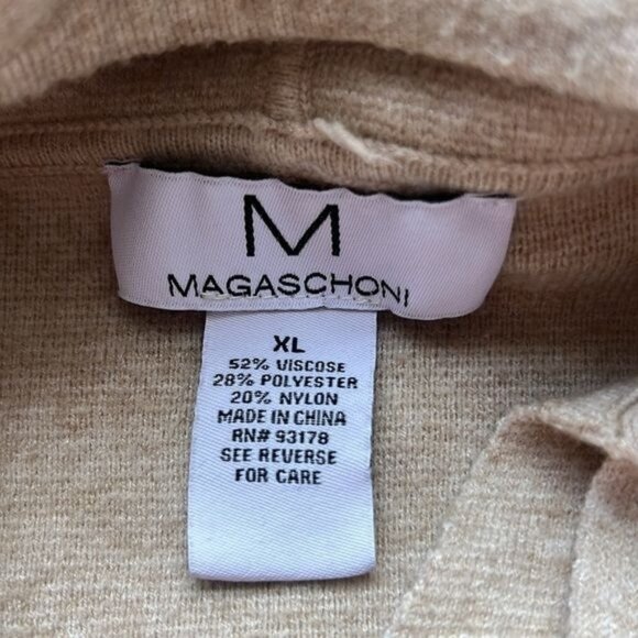 Magaschoni Womens Knit Hoodie Pullover Sweater Khaki Size XL Lightweight Casual - Picture 2 of 7